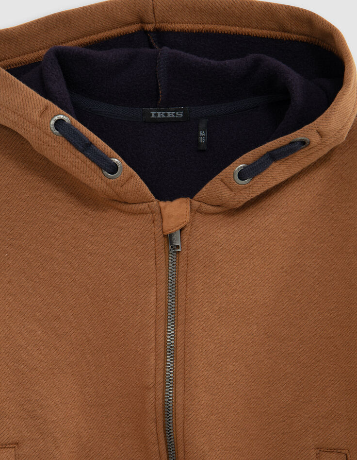 Jungen-Strickjacke Kamelhaar, Kaugummi-Bild, Rückenpikots-4