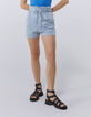 Blaue Damenshorts mit schmalen weißen Streifen-2