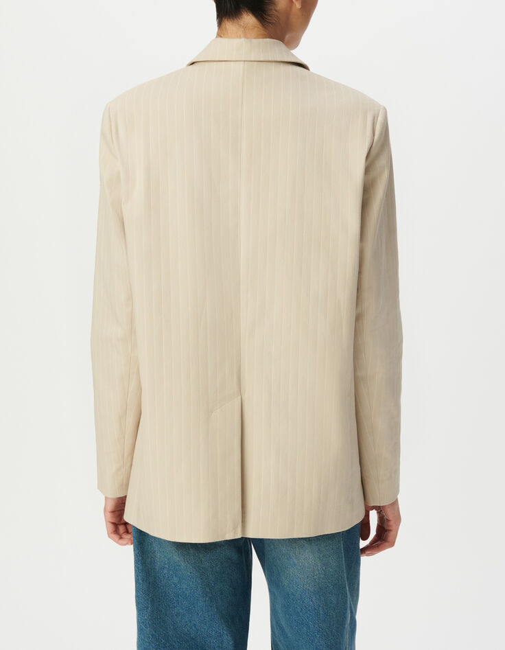 Beiger Damenblazer mit Tennisstreifen-4