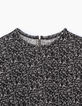 Damen Leinen-T-Shirt 3/4-Arm, schwarzer Wavy-Print-2