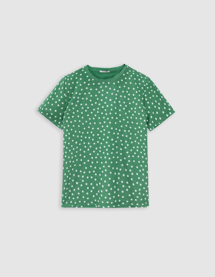 Tee-shirt vert lurex motif pois Femme-6