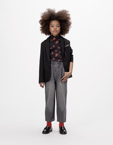 Jean mom gris décor boutons apparents fille - IKKS
