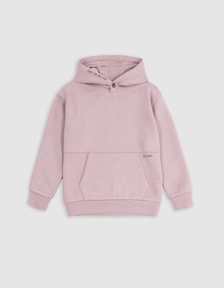 Boy's pink maxi hoodie with embroidered back-1