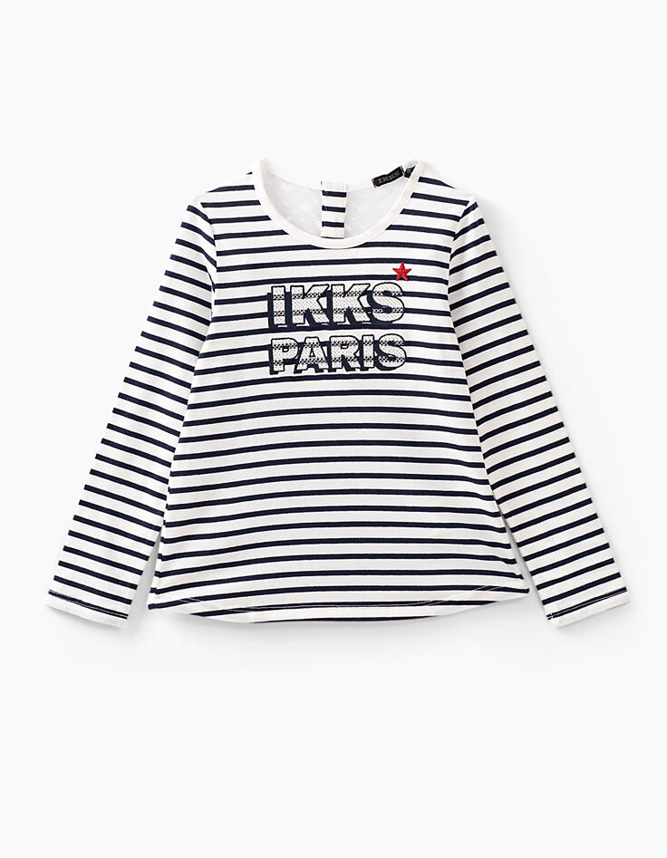 Camiseta blanco roto rayas navy IKKS PARIS niña-3