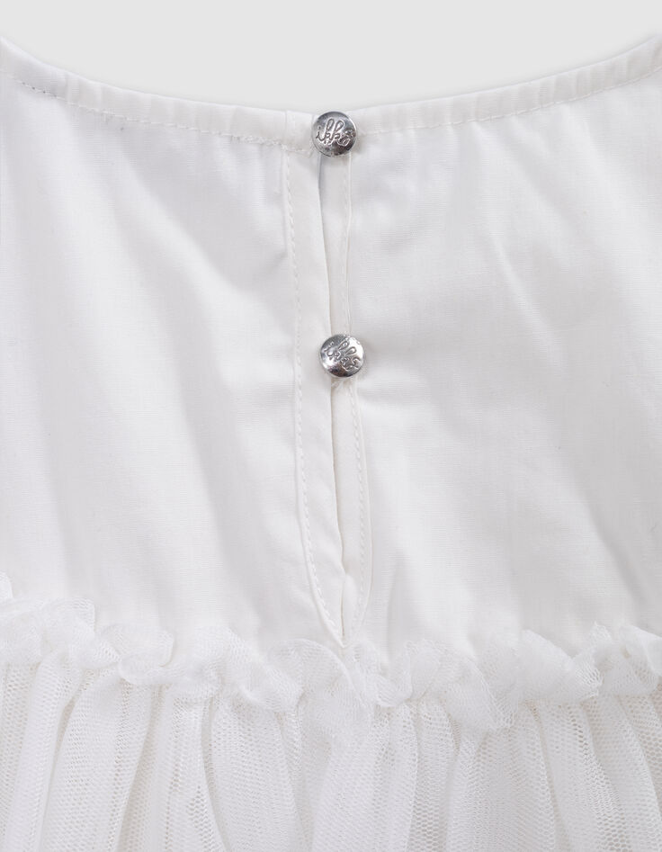 Robe blanche tulle broderies argentées fille-6