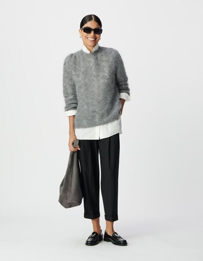 Schwarze Damen-Cropped-Hose Umschlag - IKKS