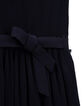 Marineblaues Mädchenplisseekleid mit Gürtel-4