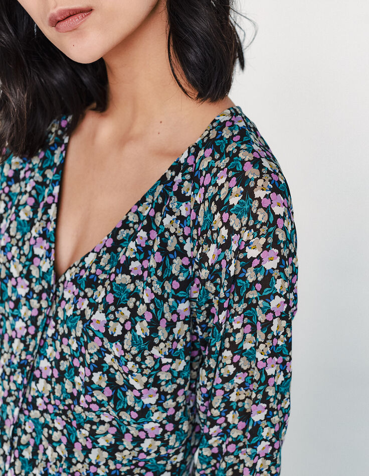 Midi jurk in viscose print bloemen dames-4