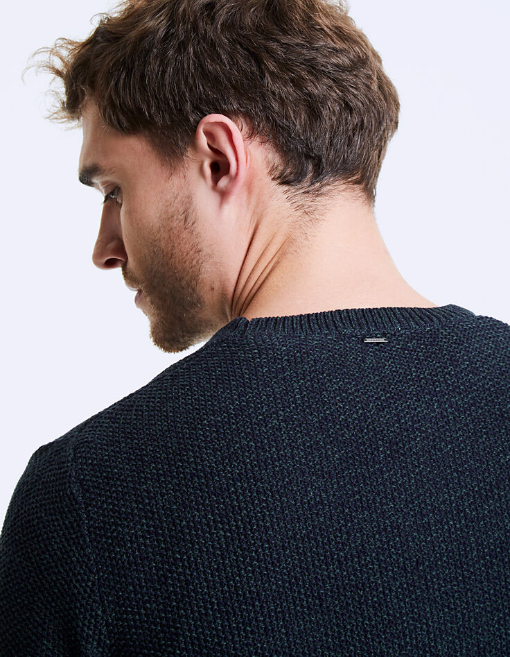 Pull marine et vert mélangé Homme-5 Pull marine et vert mélangé Homme-5