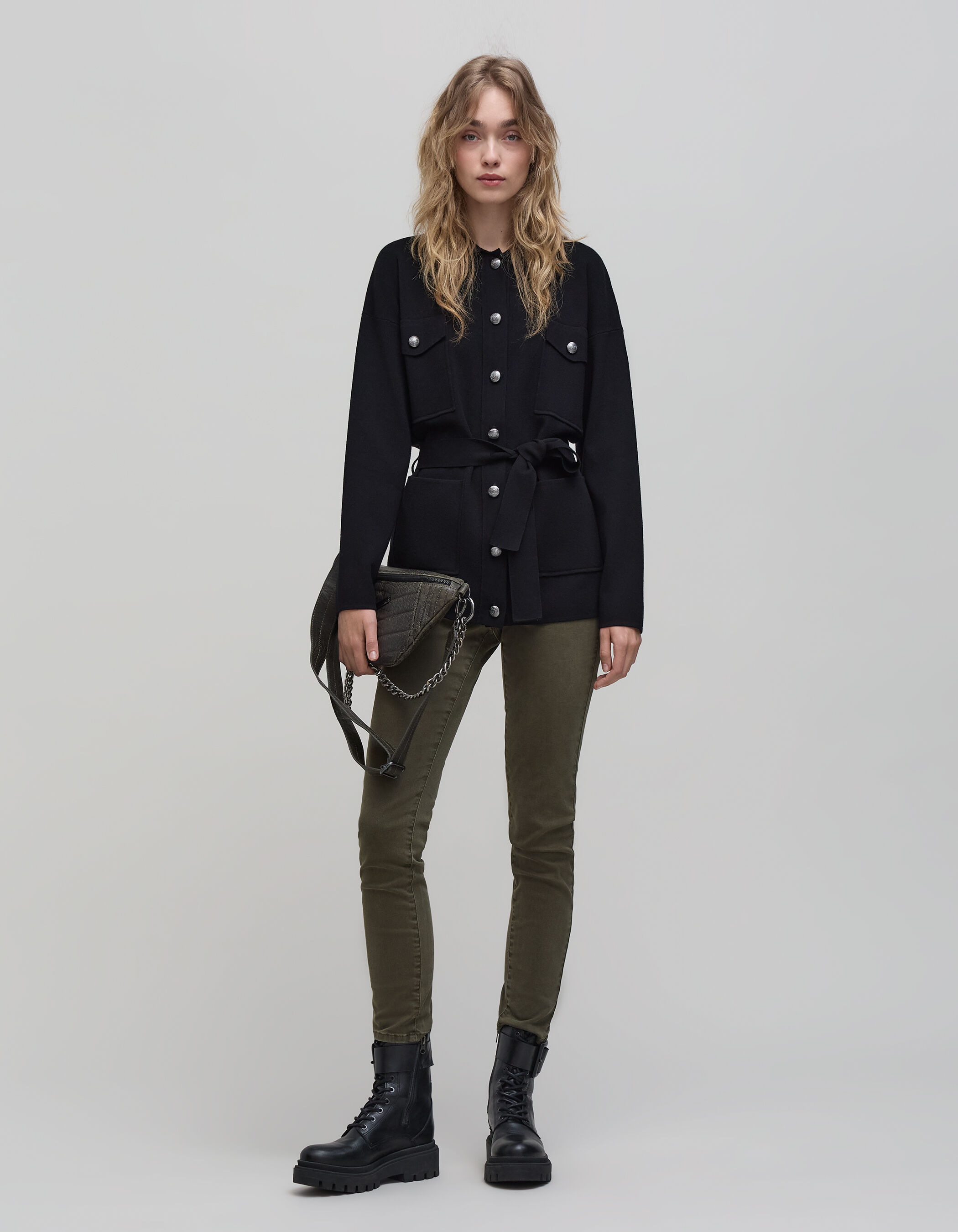 Saharienne noire tricot 4 poches Femme IKKS