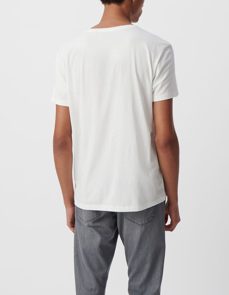 Men&rsquo;s white organic cotton T-shirt with skeleton guitarist-3