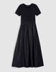 Women's black bi-material maxi dress-6