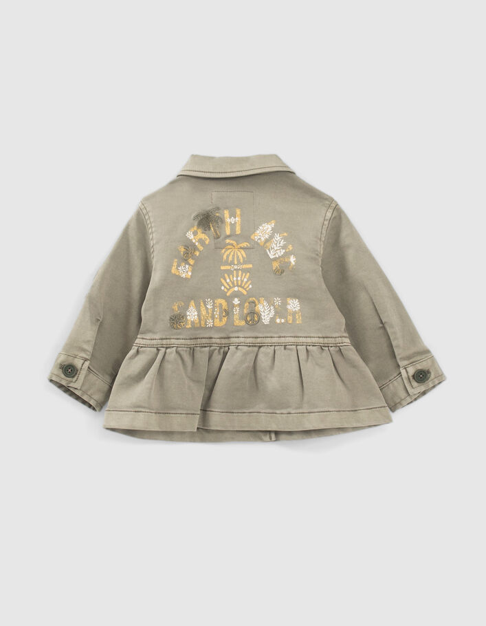 Baby girls' khaki safari jacket with gold slogan on back - IKKS