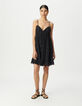 Women's black embroidery anglaise strapless dress-2