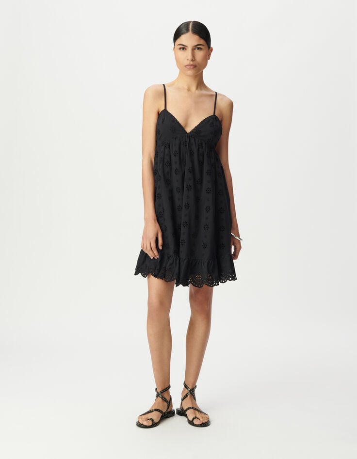 Women's black embroidery anglaise strapless dress-2 Women's black embroidery anglaise strapless dress-2