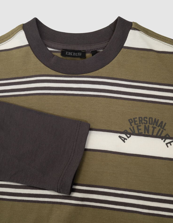 Trompe-l'oeil T-shirt grijze mouwen biokatoen jongens-4 Trompe-l'oeil T-shirt grijze mouwen biokatoen jongens-4