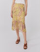 Gelber Midi-Damenrock mit Summer-Paisleyprint-1