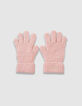 Girls’ pink glittery knit gloves with turn-ups-4
