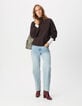 Jersey marr&oacute;n cuello alto 100 % lana para mujer-5