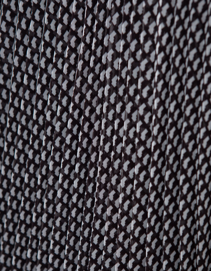 Schwarzer Midi-Faltenrock f&uuml;r Damen mit Schleifenprint-8