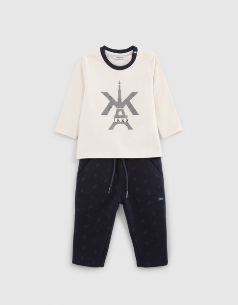 2-in-1 baby boy Eiffel Tower T-shirt and jogging suit set - IKKS