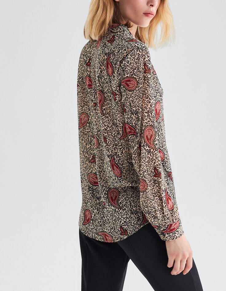Women’s ecru recycled paisley leopard print shirt-4