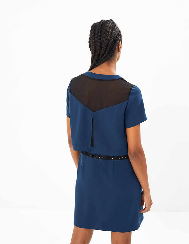 Vestido marino efecto óptico adorno tachuelas I.Code-4