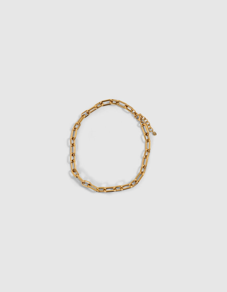 Collier doré en grosse maille femme-4