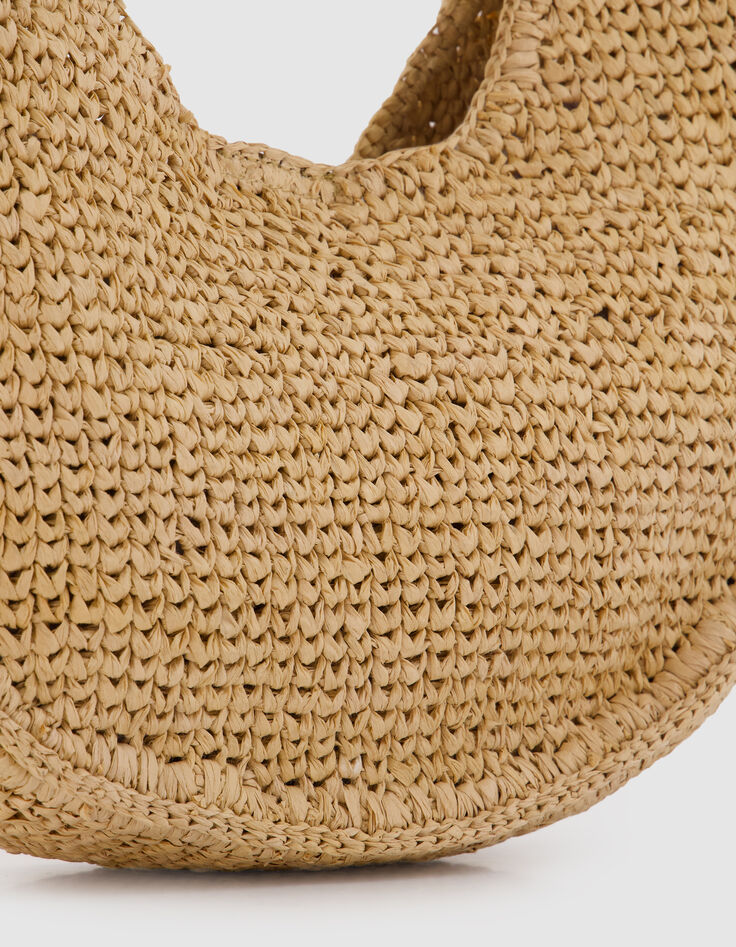 Allane Mujer bolso media luna trenzado rafia beige-5
