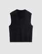 Pull sans manches noir tricot encolure V Homme-7