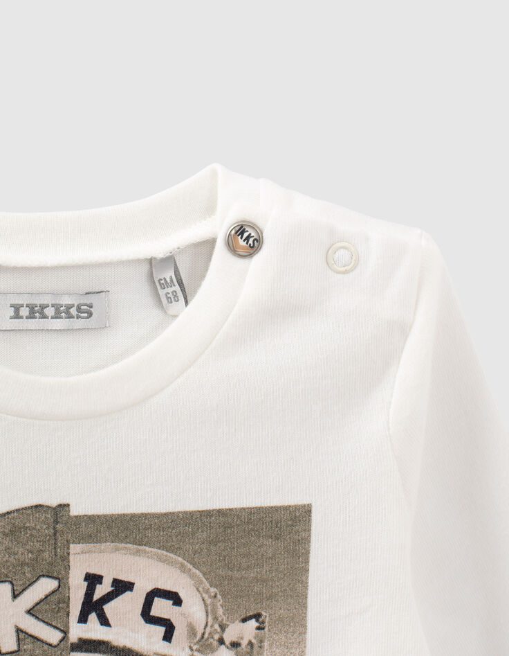 T-shirt blanc cassé coton bio double casque bébé garçon -5 T-shirt blanc cassé coton bio double casque bébé garçon -5
