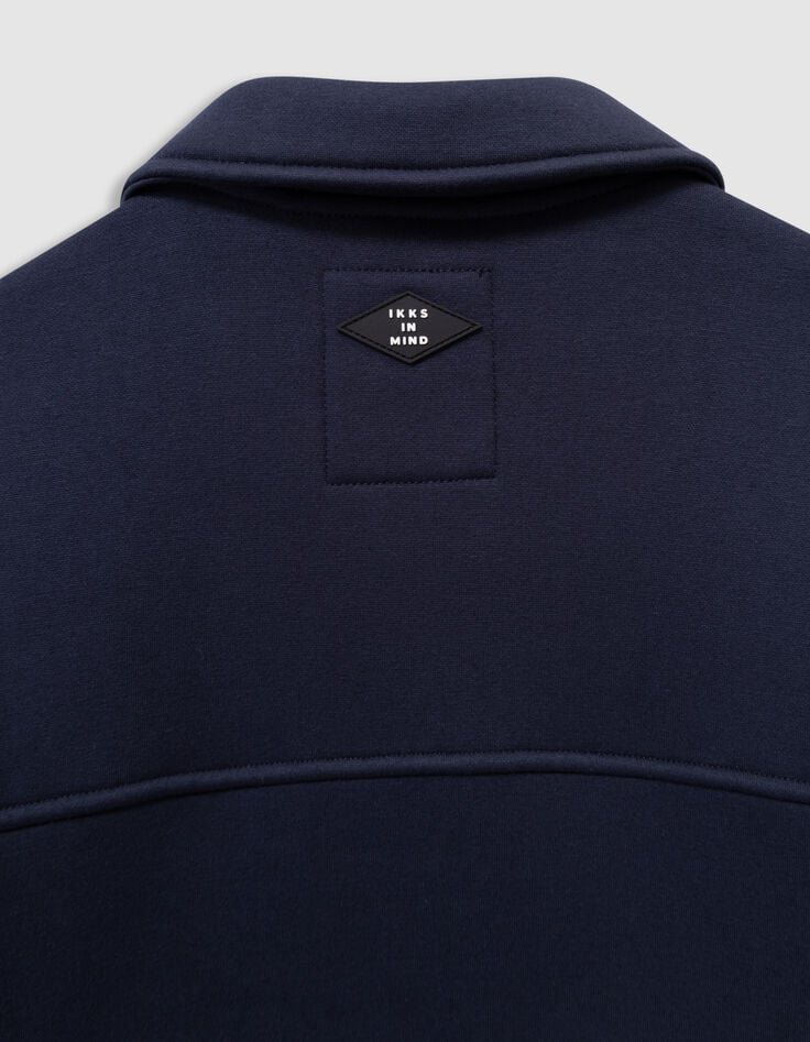 Boys’ navy zipped cardigan with shirt collar-6