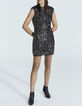 Vestido corto hombreras lentejuelas negras mujer -5