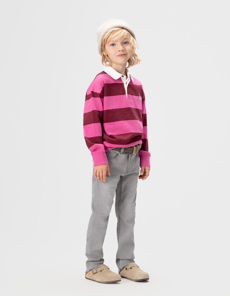 Boys’ grey SLIM jeans with woven belt-1 Boys’ grey SLIM jeans with woven belt-1