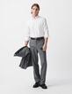 Camisa SLIM blanca con línea negra BasIKKS Hombre-2