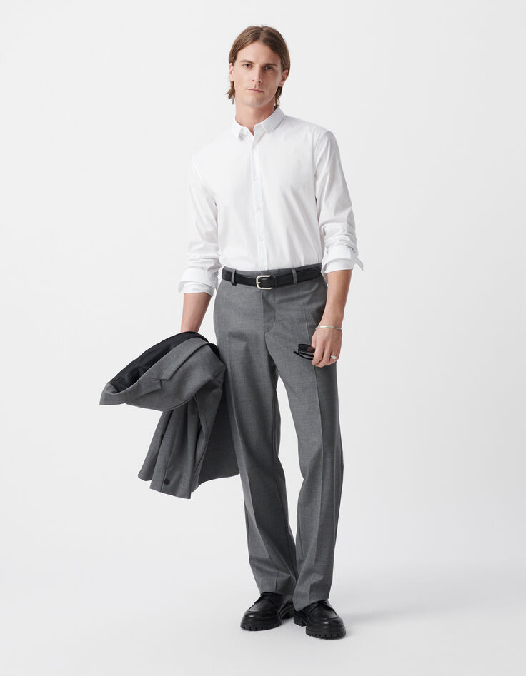 Camisa SLIM blanca con línea negra BasIKKS Hombre-2