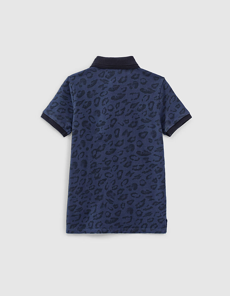 Polo indigo bio à motif léopard garçon -3