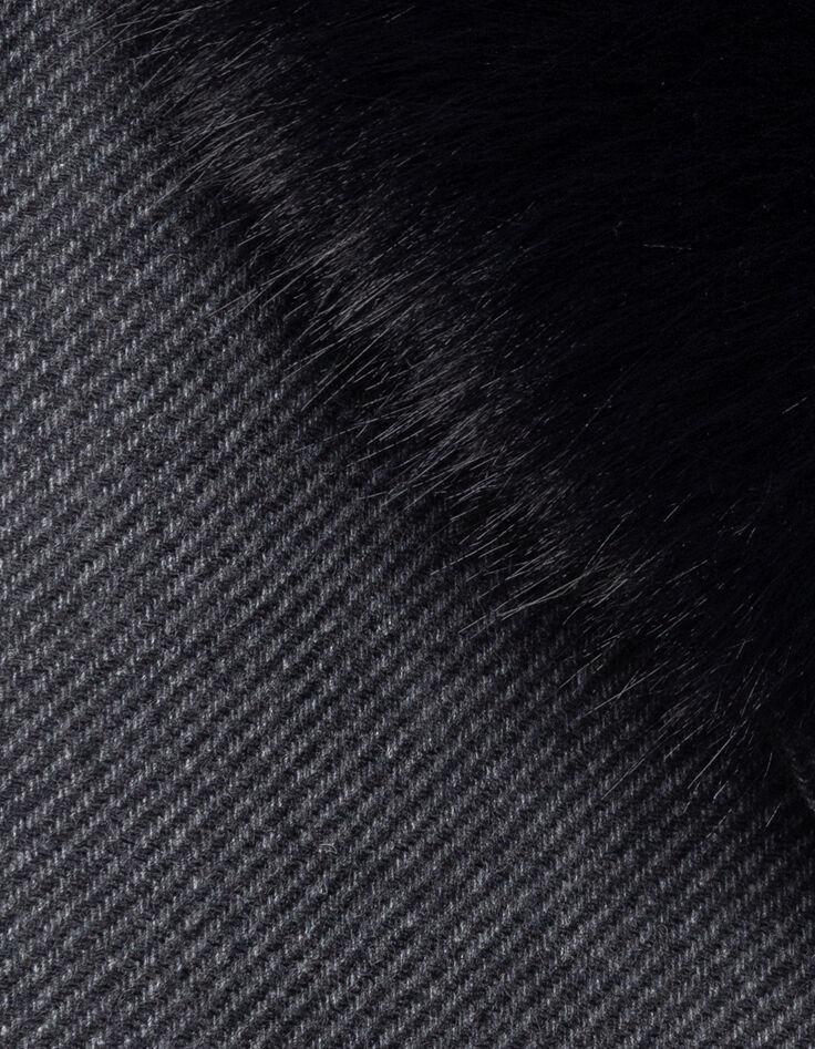 Abrigo recto gris cuello forro negro extra&iacute;ble mujer-11