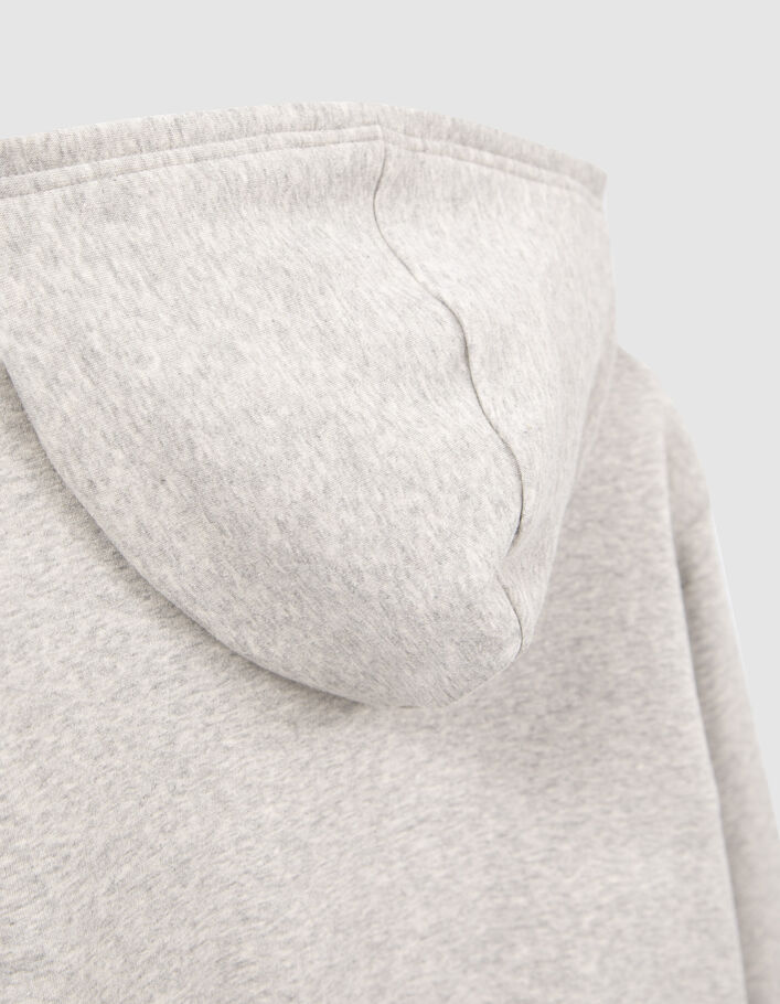 Girls’ grey zipped hooded cardigan with cat badge-7