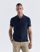 Marineblaues Herrenpoloshirt mit Zopfrelief-1