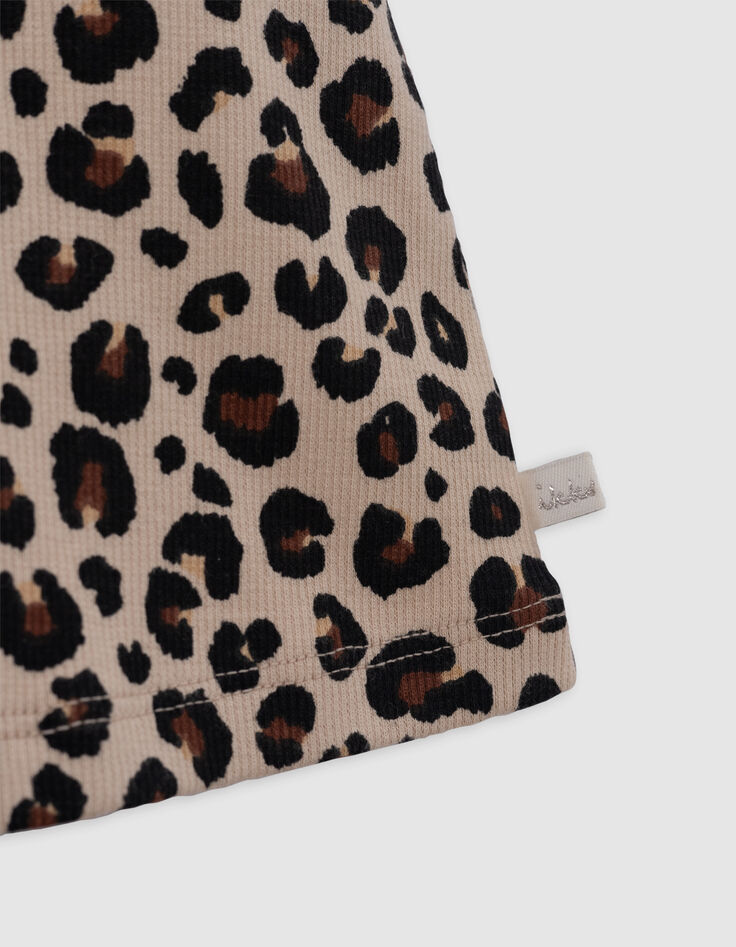 Jupe-short beige imprim&eacute; l&eacute;opard d&eacute;coupe fille-2