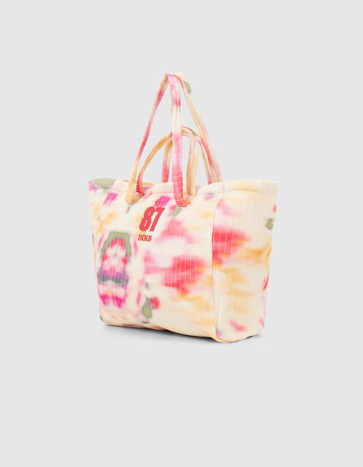 Women’s fuchsia tie-dye boutis technique oversize tote bag - IKKS