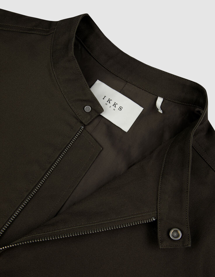 Veste kaki toile col pressionn&eacute; Homme-7