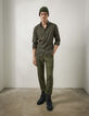 Khaki SLIM-Herrenhemd mit dezentem Print-7