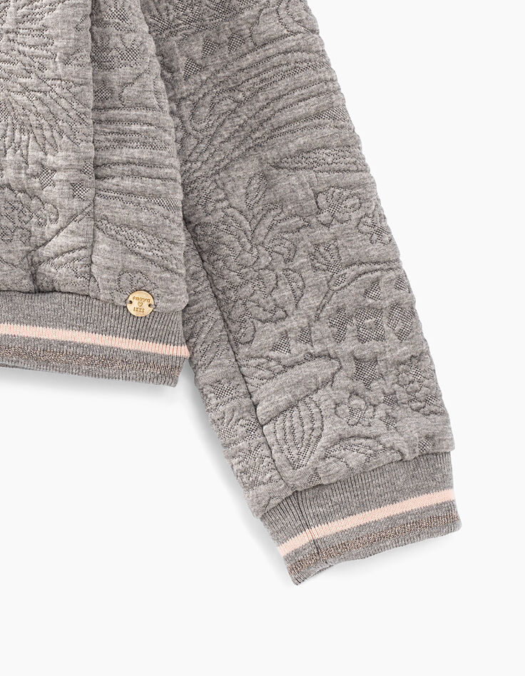 Gechineerd grijs vest met reliëf en capuchon voor meisjes -5