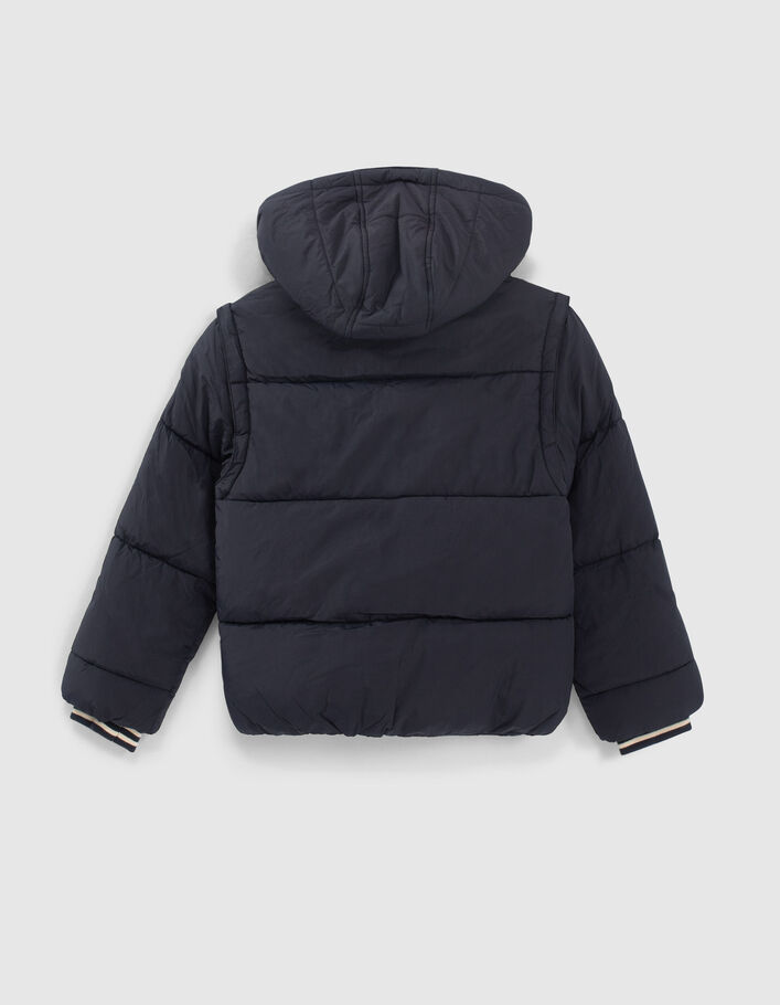 Boys' navy fur-lined hooded padded jacket-5