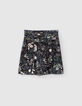 Korte zwarte rok LENZING™ ECOVERO™ orchideeprint Dames-6