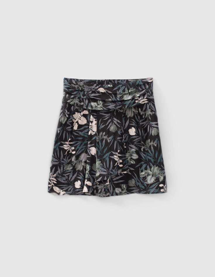 Korte zwarte rok LENZING™ ECOVERO™ orchideeprint Dames-6