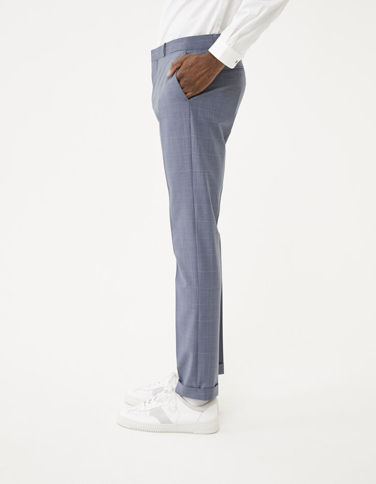Men’s indigo check SLIM TRAVEL SUIT suit trousers-5