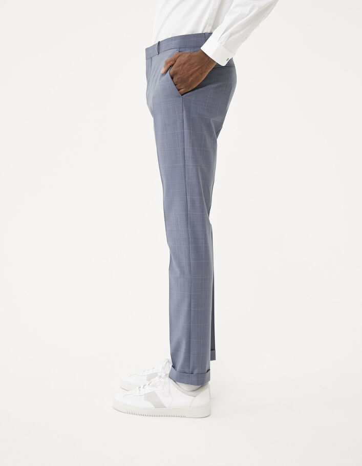 Men’s indigo check SLIM TRAVEL SUIT suit trousers - IKKS